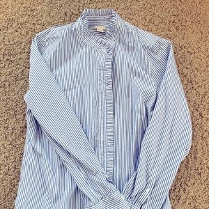 J. Crew ruffle neck striped button down